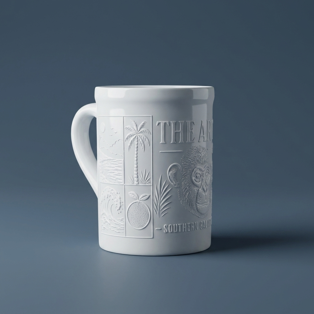 Embossed Monkey Mug Left